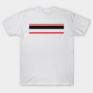 Manchester Retro 1999 Treble Winners Away White Red Black Hoops T-Shirt